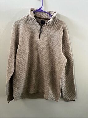 J. Crew Quilted Quarter-Zip Pullover Sweater - Taupe